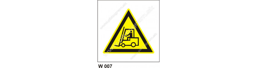 Nebezpečenstvo pohybu priemyselných vozidiel - bezpečnostné značky, piktogram