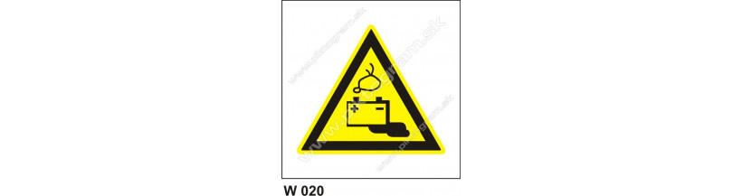Nebezpečenstvo od akumulátorov - bezpečnostné značky