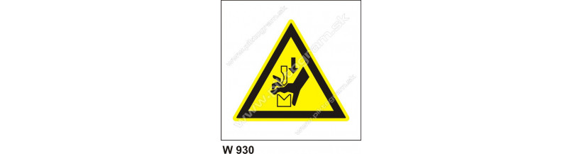 Nebezpečenstvo poranenia ruky pracovným nástrojom - bezpečnostné značky