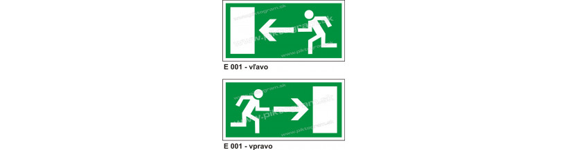 Úniková cesta - únikový východ (E 001) - značenie BOZP