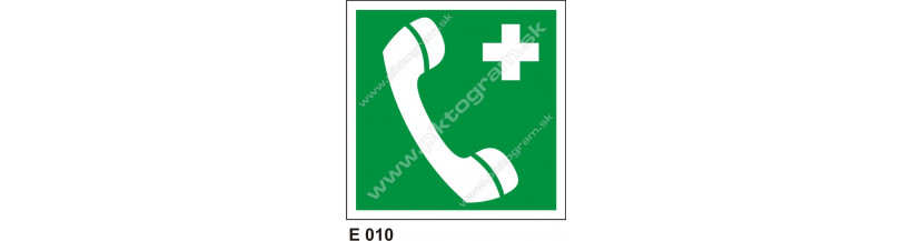 Núdzový telefón pre prvú pomoc alebo únik - beznečnostné značenie
