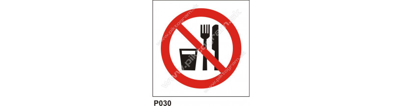 Zákaz jedenia a pitia na tomto mieste - bezpečnostná značka BOZP